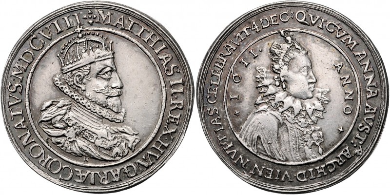 MATTHIAS II&nbsp;
Silver medal Wedding of Matthias II and Anna of Austria - Tyr...