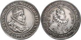 MATTHIAS II&nbsp;
Silver medal Wedding of Matthias II and Anna of Austria - Tyrol, 1611, Wien, 11,1g, 31 mm, Ag 900/1000, Mont. 711&nbsp;

EF | EF