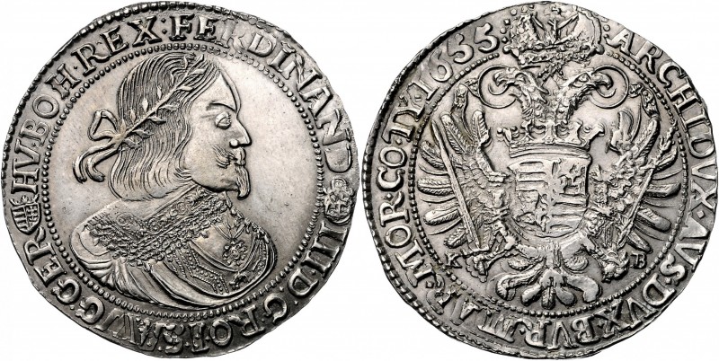 FERDINAND III&nbsp;
1 Thaler, 1655, KB, 28,61g, Husz. 1242&nbsp;

about UNC |...