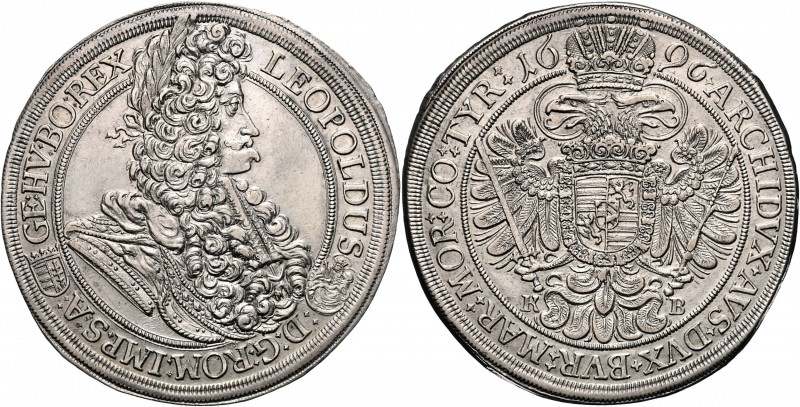LEOPOLD I&nbsp;
1 Thaler, 1696, KB, 28,41g, Her. 740&nbsp;

about UNC | about...