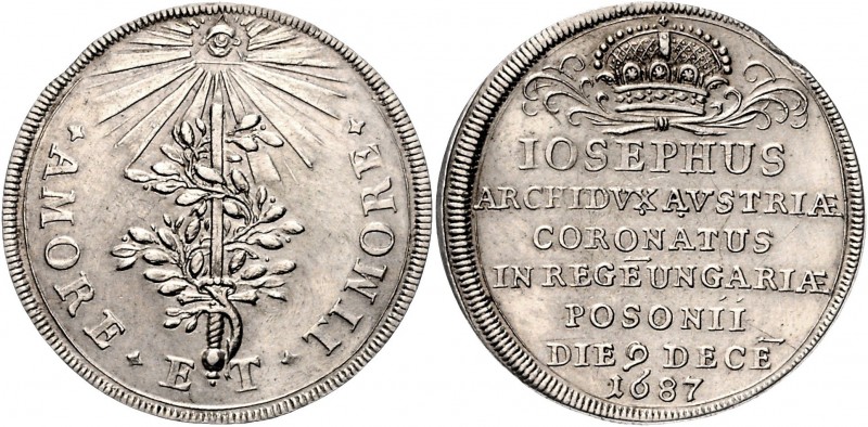 JOSEPH I&nbsp;
Silver Coronation jeton , 1687, Wien, 3,11g, 20 mm, Ag 900/1000&...