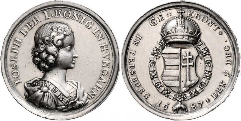 JOSEPH I&nbsp;
Silver medal Coronation of Joseph I as Hungarian monarch, 1687, ...