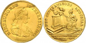 MARIA THERESA&nbsp;
Gold medal Recovery from smallpox, 1767, Wien, 4,34g, 20 mm, Au 986/1000, Mont. 1979&nbsp;

EF | EF , zvlněná | wavy