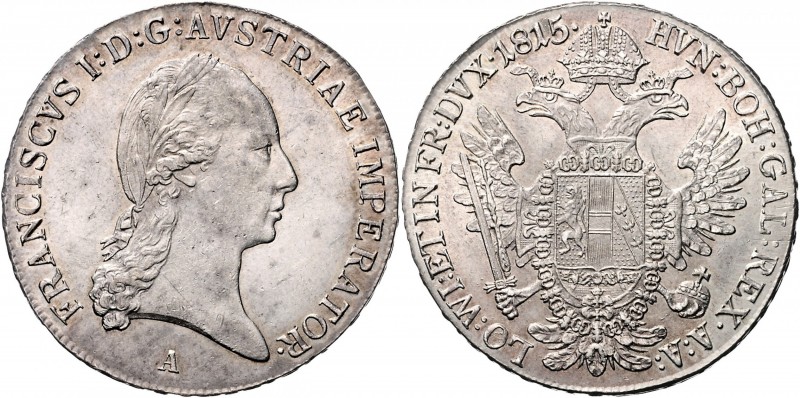 FRANCIS II / I&nbsp;
1/2 Thaler, 1815, A, 14g, Früh. 214&nbsp;

about UNC | a...