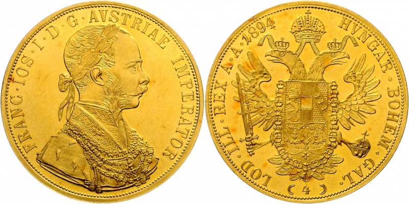 FRANZ JOSEPH I&nbsp;
4 Ducats, 1894, Wien, 13,97g, Früh. 1143&nbsp;

EF | EF