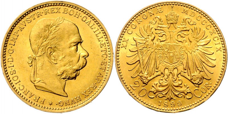 FRANZ JOSEPH I&nbsp;
20 Corona, 1899, Wien, 6,78g, Früh. 1931&nbsp;

about UN...