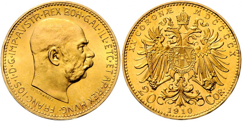 FRANZ JOSEPH I&nbsp;
20 Corona, 1910, Wien, 6,78g, Früh. 1940&nbsp;

about UN...