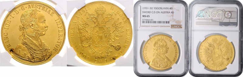 4 Ducats, Yugoslavia, counter mark sword, 1915&nbsp;

UNC | UNC , NGC MS 65