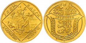 Gold medal (2 Ducats) 1928 10th Anniversary of the founding of the Czechoslovak Republic, Kremnica, O. Španiel, Au 986/1000 6,98 g, 22 mm, MCH CSR1-ME...