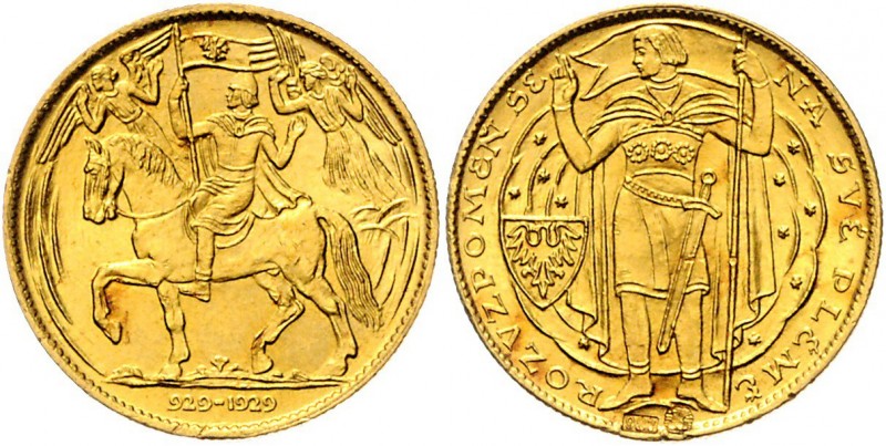 Gold Medal (1 Ducat) Millennium of St. Wenceslaus, 1929, Kremnica, O. Španiel, A...