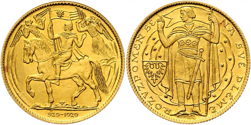 Gold Medal (3 Ducats) Millennium of St. Wenceslaus, 1929, Kremnica, O. Španiel, ...