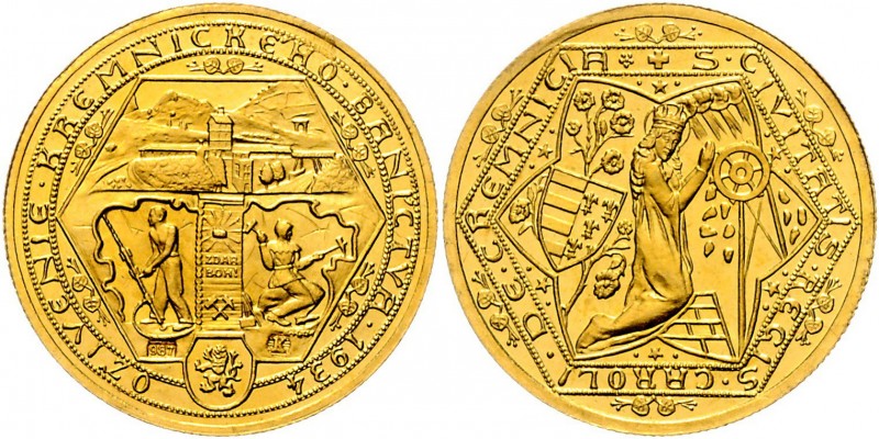 Gold medal (1 Ducats) 1934 Revival of Kremnitz´ Mining, A. Hám, Au 987/1000 3.49...