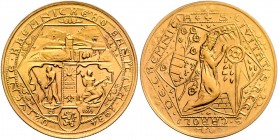 Gold medal (1 Ducat) 1934 / 1971 Revival of Kremnitz´ Mining, A. Hám, Au 986/1000 3,5 g, 20 mm, original box, Kremnica, 1934 / 1971, Kremnica, MCH CSS...