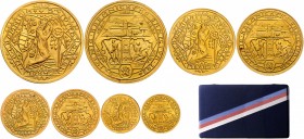 Set of gold medals 1 Ducat, 2 Ducats, 5 Ducats, 10 Ducats 1934 / 1973 Revival of Kremnitz´ Mining, A. Hám, Au 986/1000 3,56-6.82-17.21-34.53 g, 20-25-...