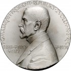 Silver medal 1934 Commemoration of the election of President T. G. Masaryk, one sided, J. Šejnost, Ag 750/1000 61.31 g, 50 mm, Kremnica, Bo. neuvádí&n...