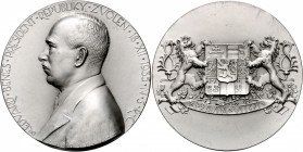 Silver medal 1936 Commemoration of the election of President Dr. E. Benes, J. Sejnost, Ag 987/1000 71,53 g, 50 mm, mintage of 49 pcs., Kremnica, Bo. 0...