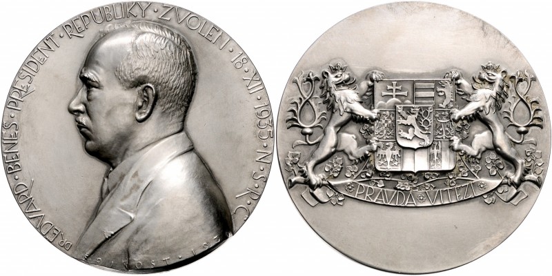 Silver medal 1936 Commemoration of the election of President Dr. E. Benes, J. Se...