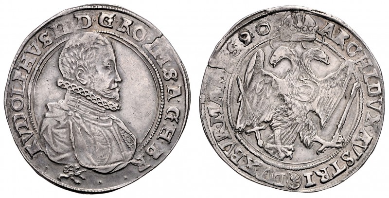RUDOLF II (1576 - 1612)&nbsp;
1 Thaler, 1590, Kutná Hora, 28,8g, Hal 366&nbsp;...