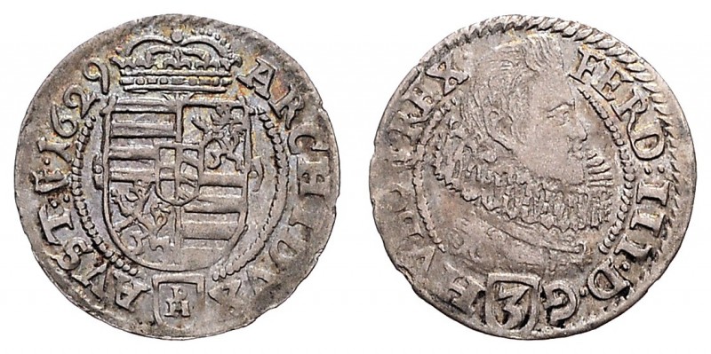 FERDINAND III (1637 - 1657)&nbsp;
3 Kreuzer, 1629, Kladsko, 1,39g, Her. 53&nbsp...