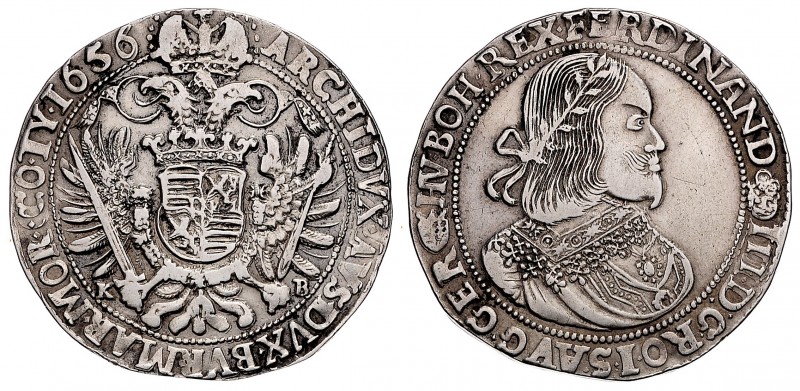 FERDINAND III (1637 - 1657)&nbsp;
1 Thaler, 1656, KB, 28,03g, Husz. 1242&nbsp;...