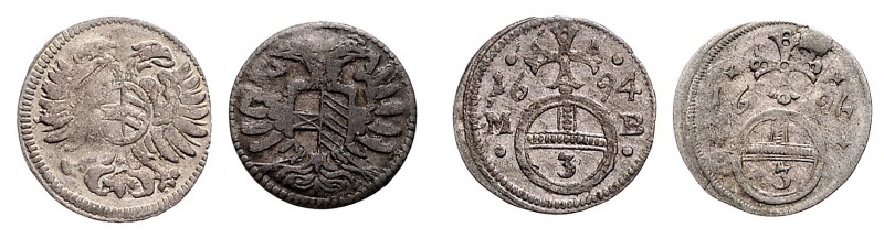 LEOPOLD I. (1657 - 1705)&nbsp;
Lot 4 coins Trojnik (1670 - 1697) , Fr. u. S. 68...