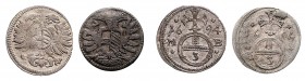 LEOPOLD I. (1657 - 1705)&nbsp;
Lot 4 coins Trojnik (1670 - 1697) , Fr. u. S. 687&nbsp;

VF | VF