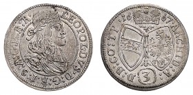 LEOPOLD I. (1657 - 1705)&nbsp;
3 Kreuzer, 1667, Hall, 1,51g, Her. 1411&nbsp;

about UNC | about UNC