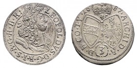 LEOPOLD I. (1657 - 1705)&nbsp;
3 Kreuzer, 1687, Hall, 1,47g, Her. 1431&nbsp;

about UNC | about UNC