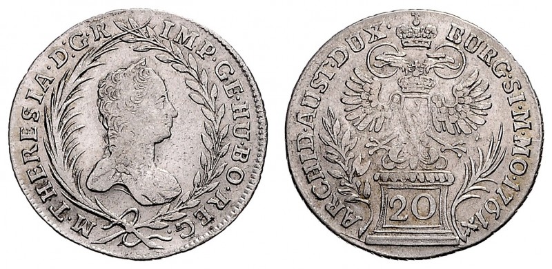 MARIA THERESA (1740 - 1780)&nbsp;
20 Kreuzer, 1761, 6,46g, Her. 870&nbsp;

VF...
