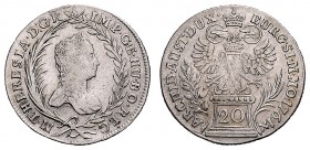 MARIA THERESA (1740 - 1780)&nbsp;
20 Kreuzer, 1761, 6,46g, Her. 870&nbsp;

VF | VF