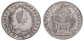 MARIA THERESA (1740 - 1780)&nbsp;
20 Kreuzer, 1764, KB, 6,45g, Her. 970&nbsp;

about UNC | about UNC