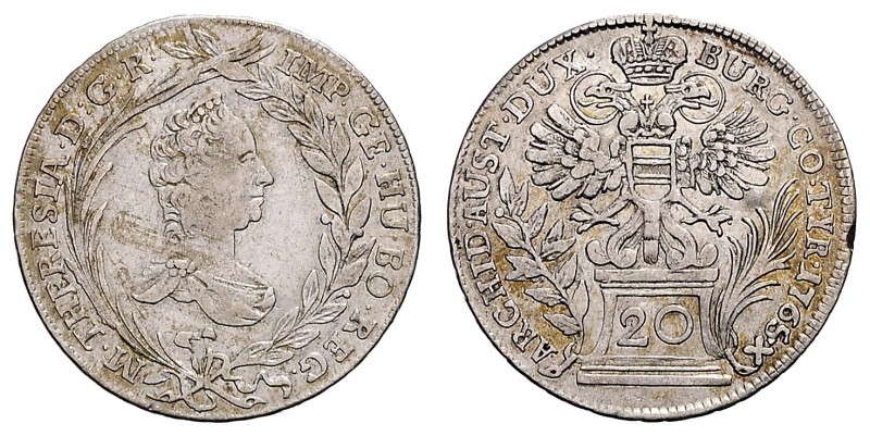 MARIA THERESA (1740 - 1780)&nbsp;
20 Kreuzer, 1765, 6,49g, Her. 844&nbsp;

VF...