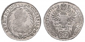 MARIA THERESA (1740 - 1780)&nbsp;
20 Kreuzer, 1774, I.C.F.A., 6,54g, Her. 856&nbsp;

about EF | about EF