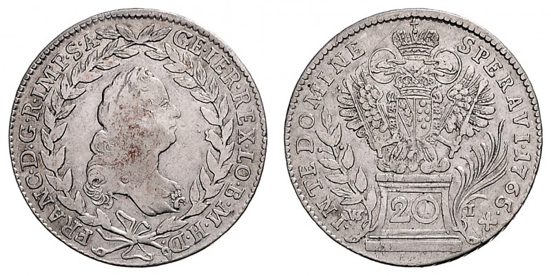 FRANCIS I STEPHEN (1740 - 1765)&nbsp;
20 Kreuzer, 1765, WI, 6,22g, Her. 268&nbs...