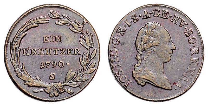 JOSEPH II (1765 - 1790)&nbsp;
1 Kreuzer, 1790, S, 8,03g, Her. 418&nbsp;

abou...