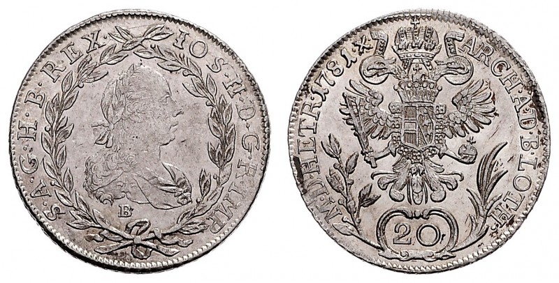 JOSEPH II (1765 - 1790)&nbsp;
20 Kreuzer, 1781, B, 6,64g, Her. 226&nbsp;

EF ...