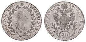 JOSEPH II (1765 - 1790)&nbsp;
20 Kreuzer, 1783, B, 6,67g, Her. 229&nbsp;

about EF | about EF