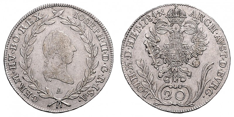 JOSEPH II (1765 - 1790)&nbsp;
20 Kreuzer, 1784, A, 6,55g, Her. 218&nbsp;

abo...
