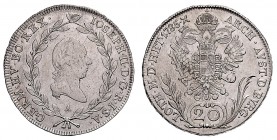 JOSEPH II (1765 - 1790)&nbsp;
20 Kreuzer, 1785, A, 6,5g, Her. 219&nbsp;

about EF | about EF