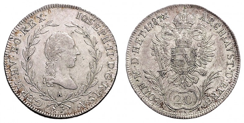 JOSEPH II (1765 - 1790)&nbsp;
20 Kreuzer, 1787, A, 6,65g, Her. 221&nbsp;

EF ...