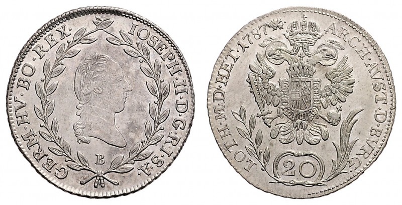 JOSEPH II (1765 - 1790)&nbsp;
20 Kreuzer, 1787, B, 6,68g, Her. 233&nbsp;

UNC...