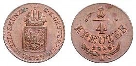 FRANCIS II / I (1972 - 1806 - 1835)&nbsp;
1/4 Kreuzer, 1816, A, 2,1g, Her. 1134&nbsp;

UNC | UNC