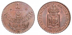FRANCIS II / I (1972 - 1806 - 1835)&nbsp;
1/2 Kreuzer, 1816, A, 4,35g, Früh. 539&nbsp;

UNC | UNC