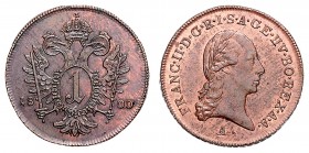FRANCIS II / I (1972 - 1806 - 1835)&nbsp;
1 Kreuzer, 1800, A, 5,03g, Her. 1060&nbsp;

UNC | UNC
