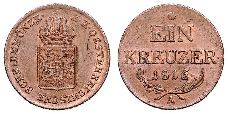 FRANCIS II / I (1972 - 1806 - 1835)&nbsp;
1 Kreuzer, 1816, A, 8,75g, Früh. 530&...