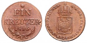 FRANCIS II / I (1972 - 1806 - 1835)&nbsp;
1 Kreuzer, 1816, E, 8,8g, Früh. 532&nbsp;

about UNC | about UNC