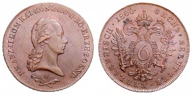 FRANCIS II / I (1972 - 1806 - 1835)&nbsp;
6 Kreuzer, 1800, C, 14,98g, Her. 1031&nbsp;

UNC | UNC