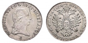 FRANCIS II / I (1972 - 1806 - 1835)&nbsp;
3 Kreuzer, 1820, B, 1,73g, Früh. 469&nbsp;

UNC | UNC