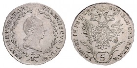 FRANCIS II / I (1972 - 1806 - 1835)&nbsp;
5 Kreuzer, 1815, A, 2,22g, Früh. 433&nbsp;

UNC | UNC