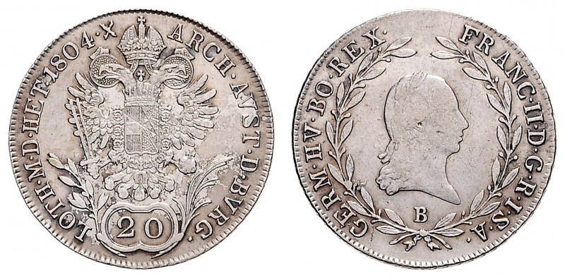 FRANCIS II / I (1972 - 1806 - 1835)&nbsp;
20 Kreuzer, 1804, B, 6,6g, Her. 640&n...